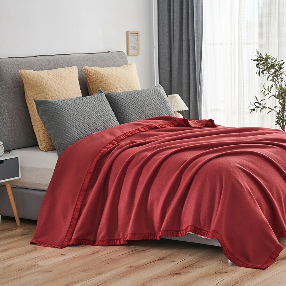 Burgundy plush sales blanket