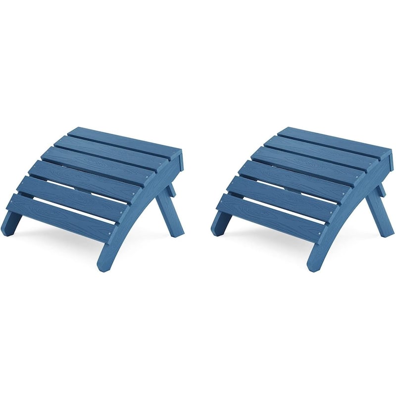 WINSOON All Weather HIPS Outdoor Folding Ottoman Adirondack Chair Footrest Set Of 2 - Navy