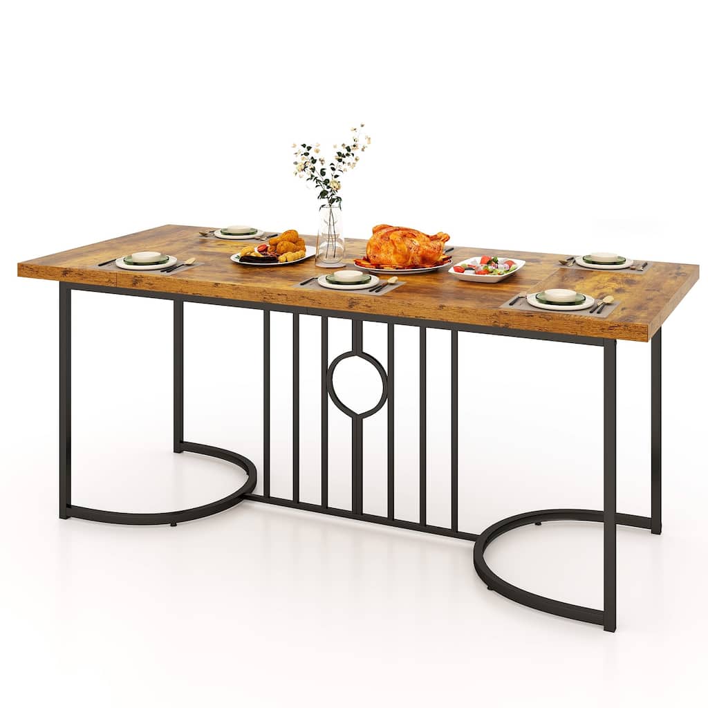 Gymax 71'' Large Dining Table for 6-8 People Rectangular Kitchen Table