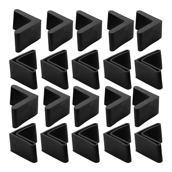 Furniture Angle Iron Foot Pads L Shaped Rubber Leg Covers Protectors 25 x 25mm 20 Pcs Black