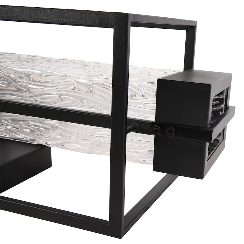 Matte Black 1-Light Glass Outdoor Wall Sconce Light Dusk to Dawn
