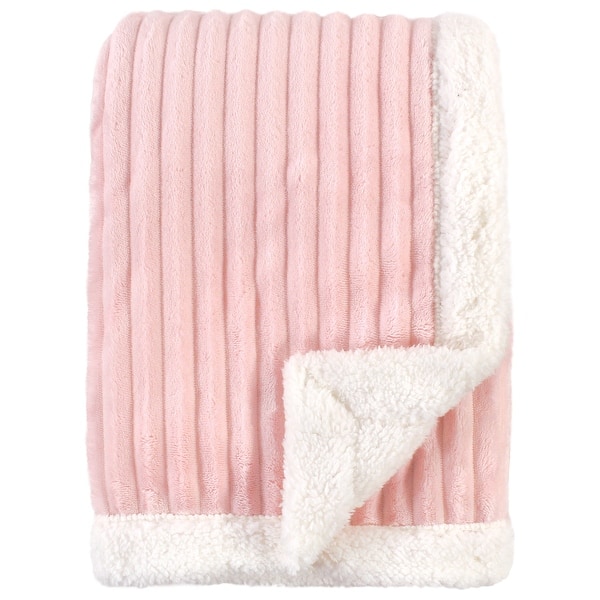 slide 1 of 1, Hudson Baby Infant Girl Corduroy Blanket with Faux Shearling Backing and Trim, Pink, 30x40 inches - Pink - 30x40 inches 30x40 inches - Pink