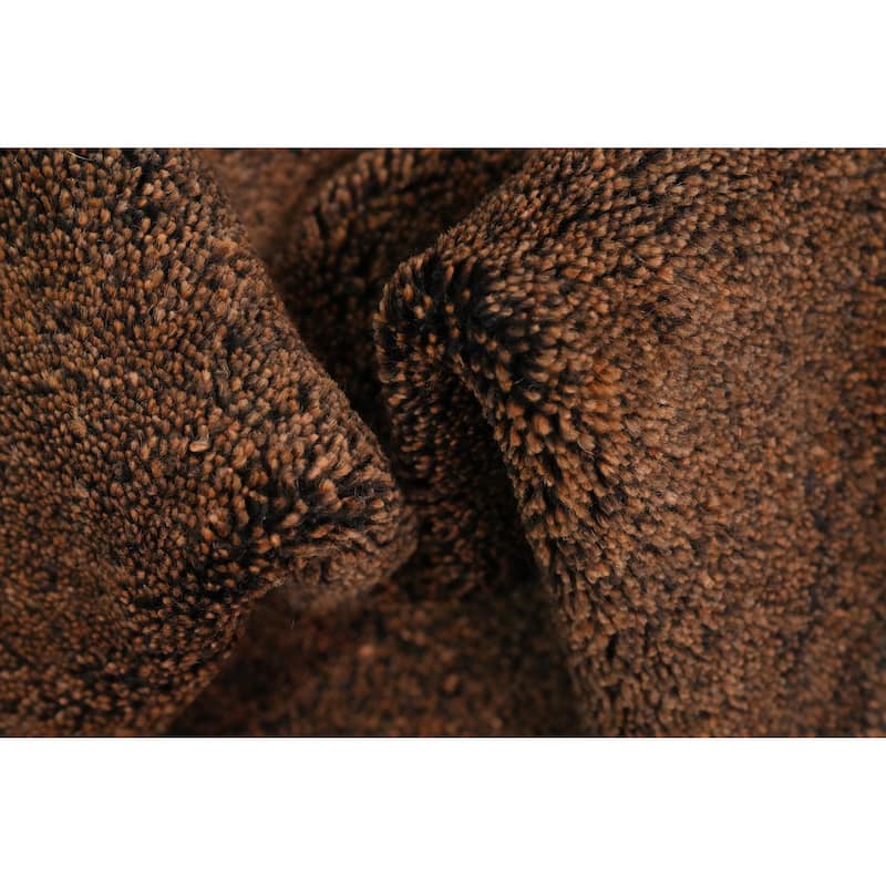 Hand Knotted Oriental 100% Wool Carpet Modern Solid Brown Gabbeh Runner Rug - 4' 6'' X 2' 5''