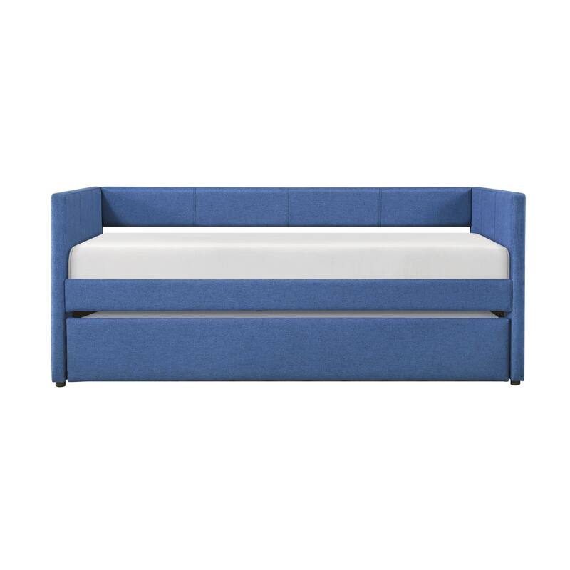 1pc Daybed with Trundle Beige Fabric Upholstery Wooden Frame