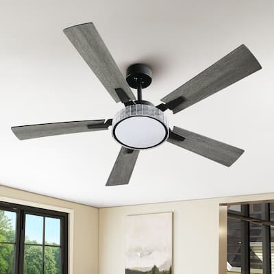 Moasis 52 Inch 5-Blade Crystal Chandelier Ceiling Fans with Lights and Remote Control - 52 Inches