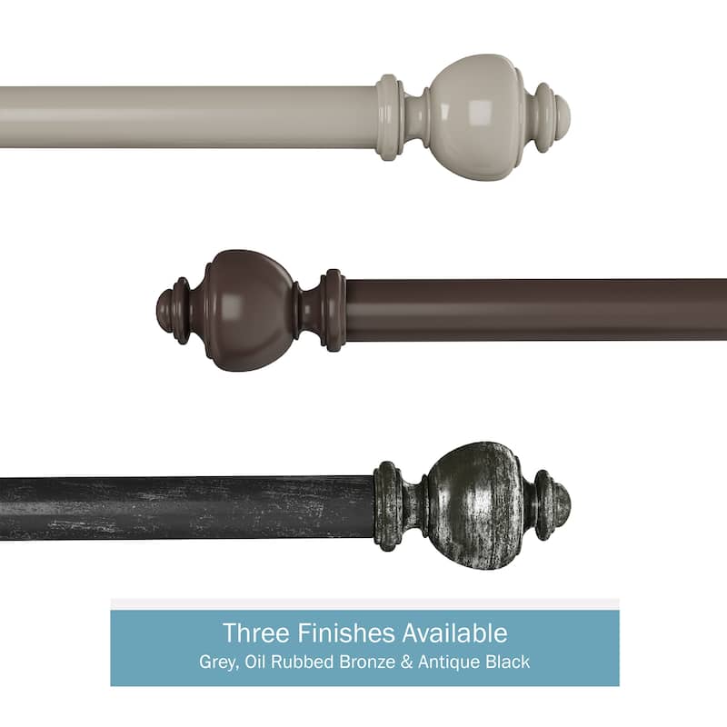 1-Inch Decorative Modern Urn Finial Curtain Rod by Lavish Home