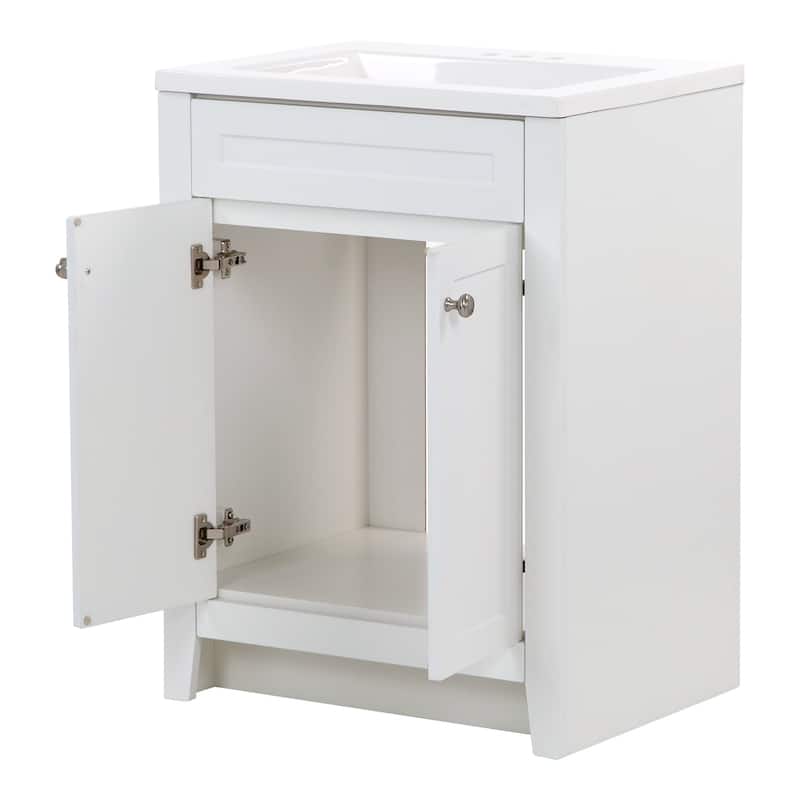Spring Mill Cabinets Wyre 24" 2-Door Bathroom Vanity With White Sink Top