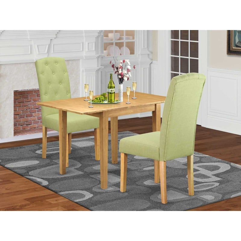 HomeStock 3-Piece Natural Brown Oak Finish Solid Wood Top Dining Table Set