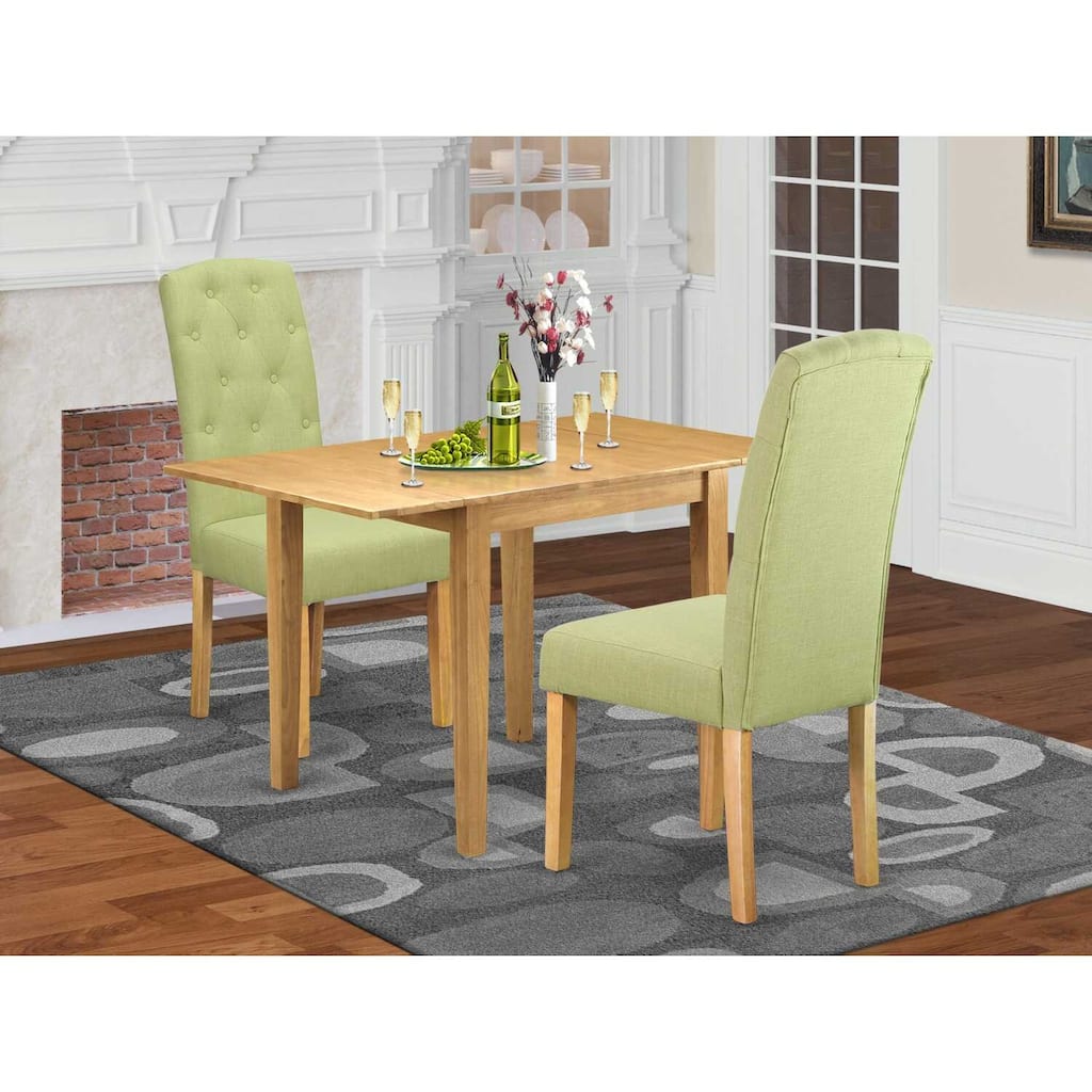 HomeStock 3-Piece Natural Brown Oak Finish Solid Wood Top Dining Table Set