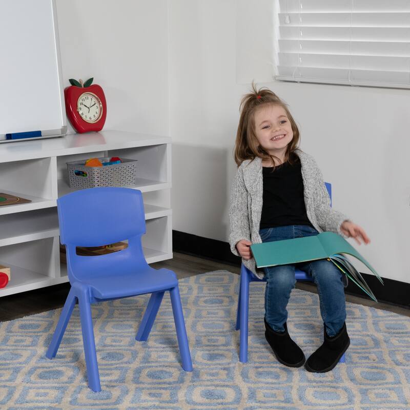 2 Pack Plastic Stackable Preschool Chair with 10.5" Seat Height - 14"D x 12.5"W x 20"H