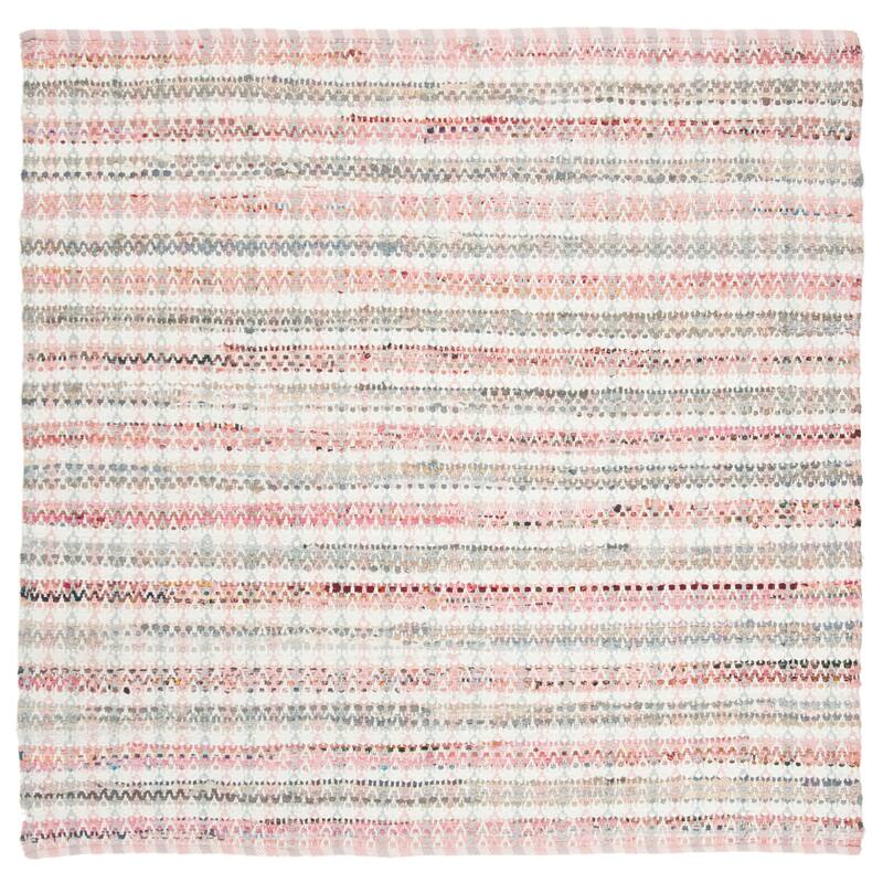 SAFAVIEH Handmade Flatweave Montauk Hermanda Casual Cotton Rug - 6' Square - Pink/Multi