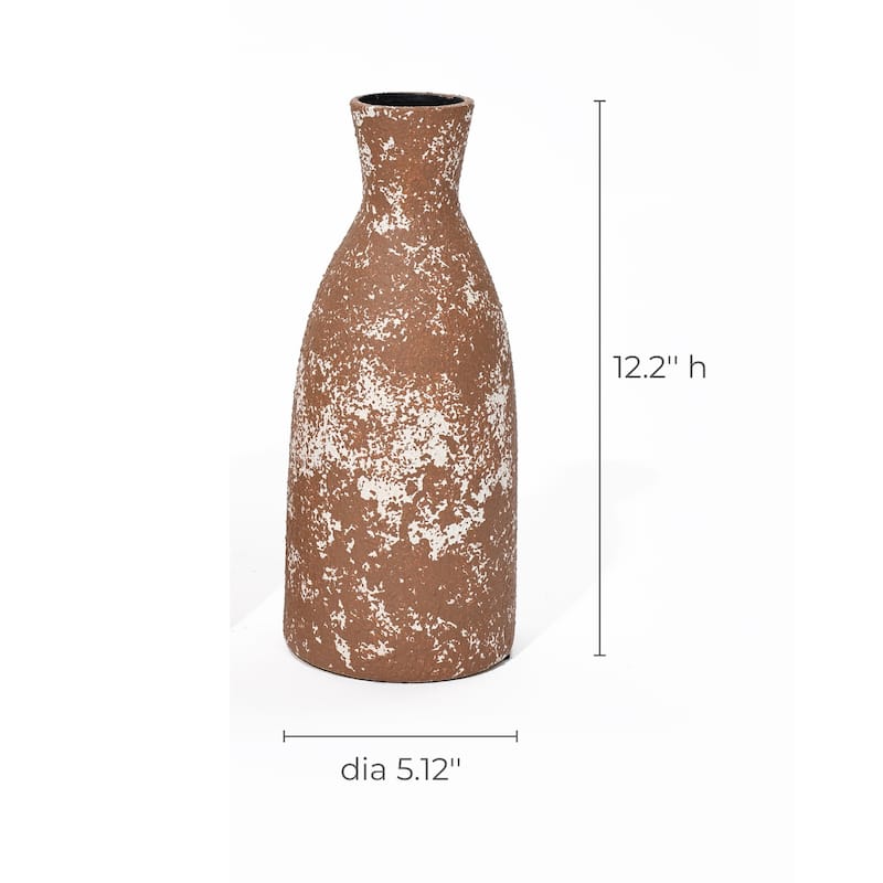 Rustic Brown Tall Round Stoneware Vase (Single)