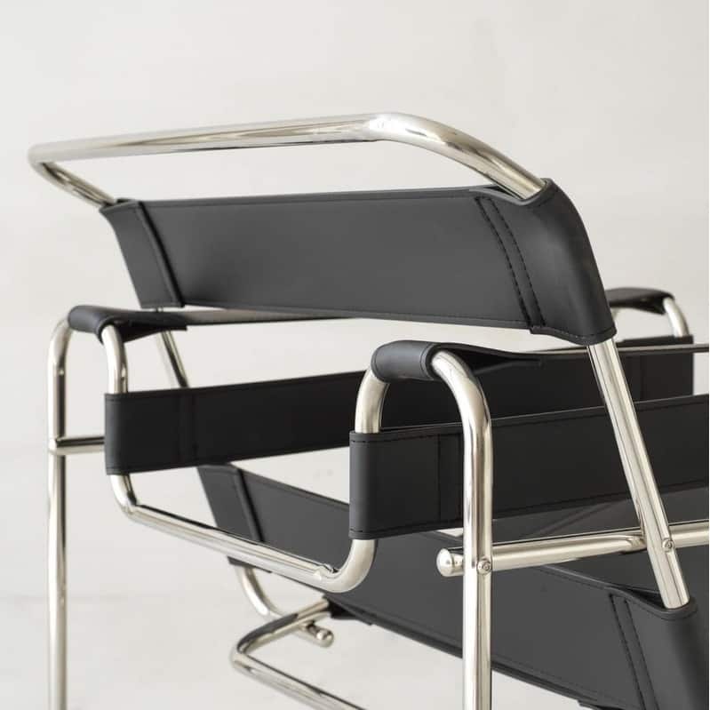Momei Mid-Century Modern Saddle Leather Accent Chair with Stainless Steel Chair Leg