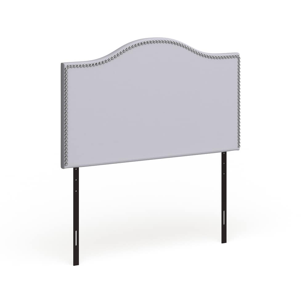 Grey Curl Nailhead Upholstered Headboard