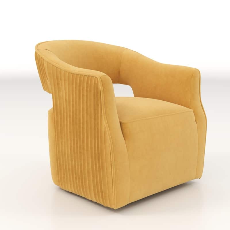 SEYNAR Modern Glam Velvet 360 Degree Swivel Open-Back Accent Armchair