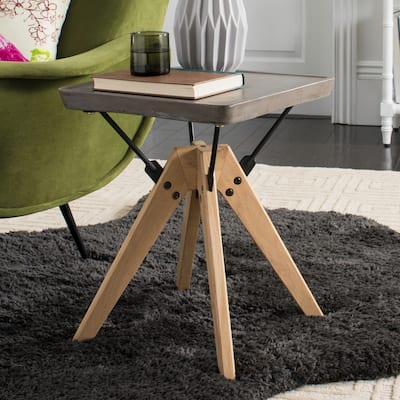 SAFAVIEH Outdoor Armance Modern Dark Grey Side Table - 18.1" x 18.1" x 19.7" - 18Wx18Dx20H