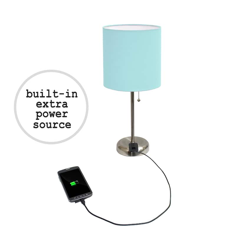 Simple Designs 19.5" 2 Pack Table Desk Lamp Set with Charging Outlet - 19.50