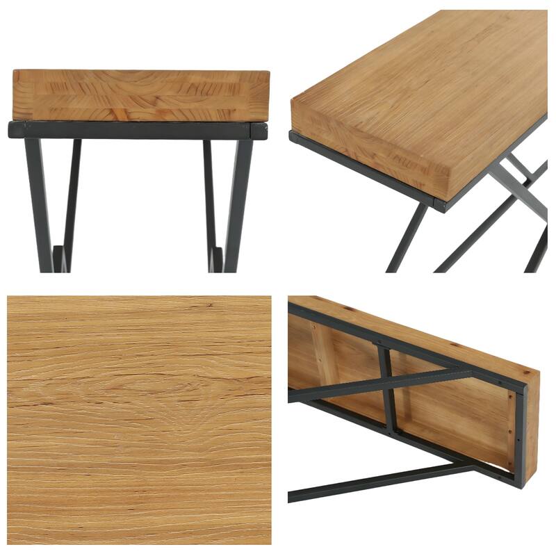 Solid Wood Console Table, 43.2" Modern Industrial Entryway Table