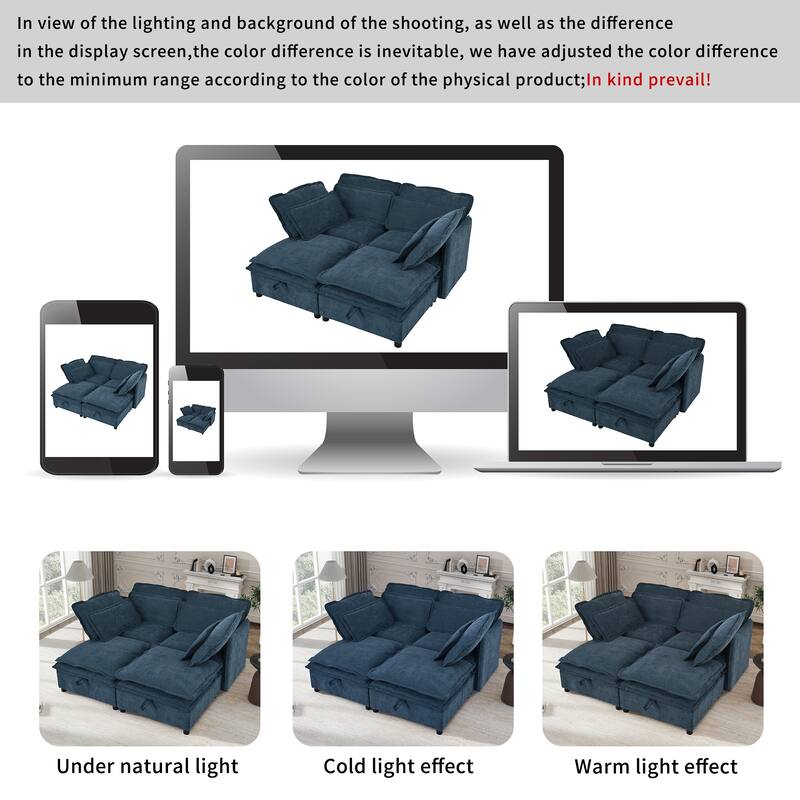 4-Seater Comfy Cloud Couches Double-Layer Cushion Recliner Sofa