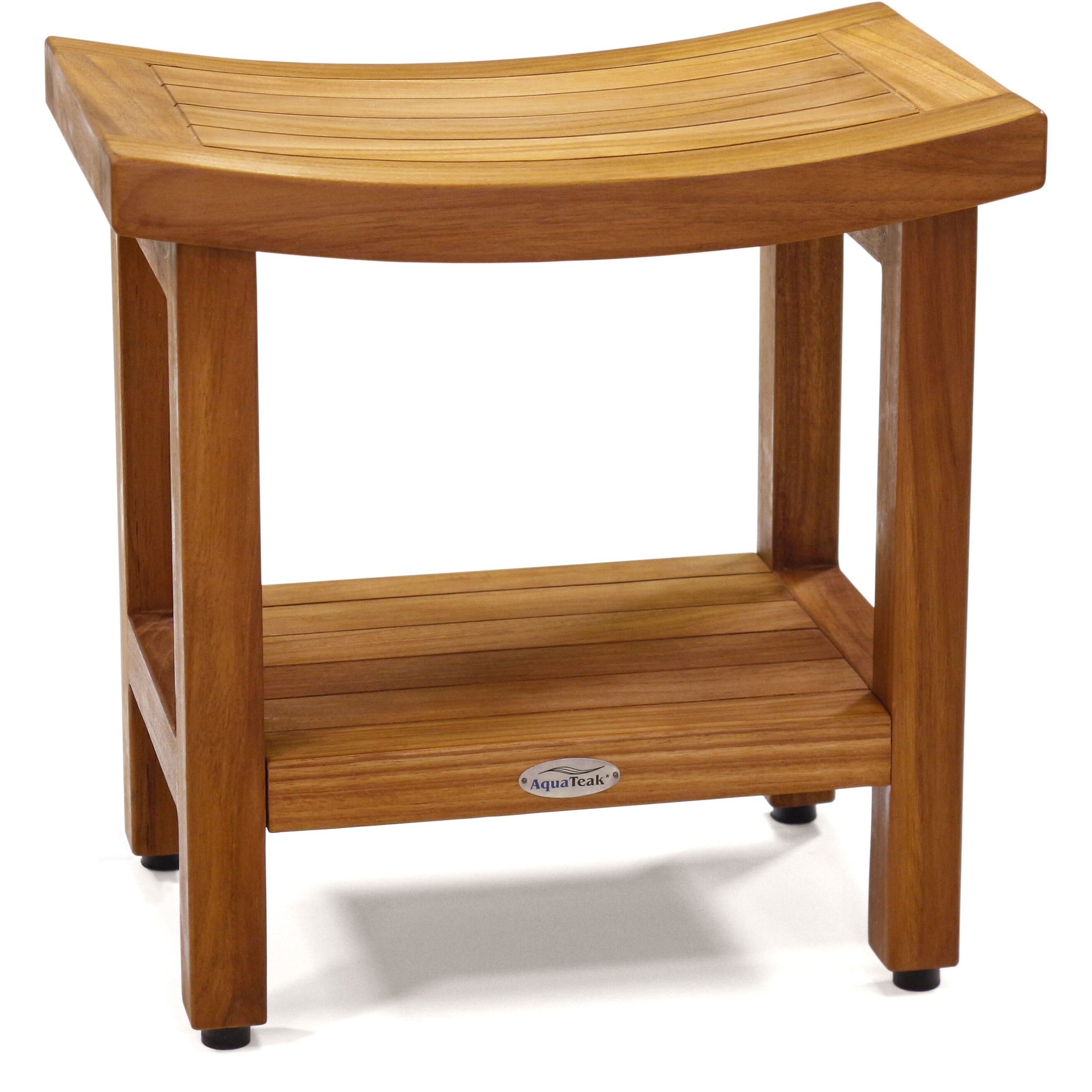 Nordic Style Natural Teak Folding Stool with Horizontal Slats - Beige