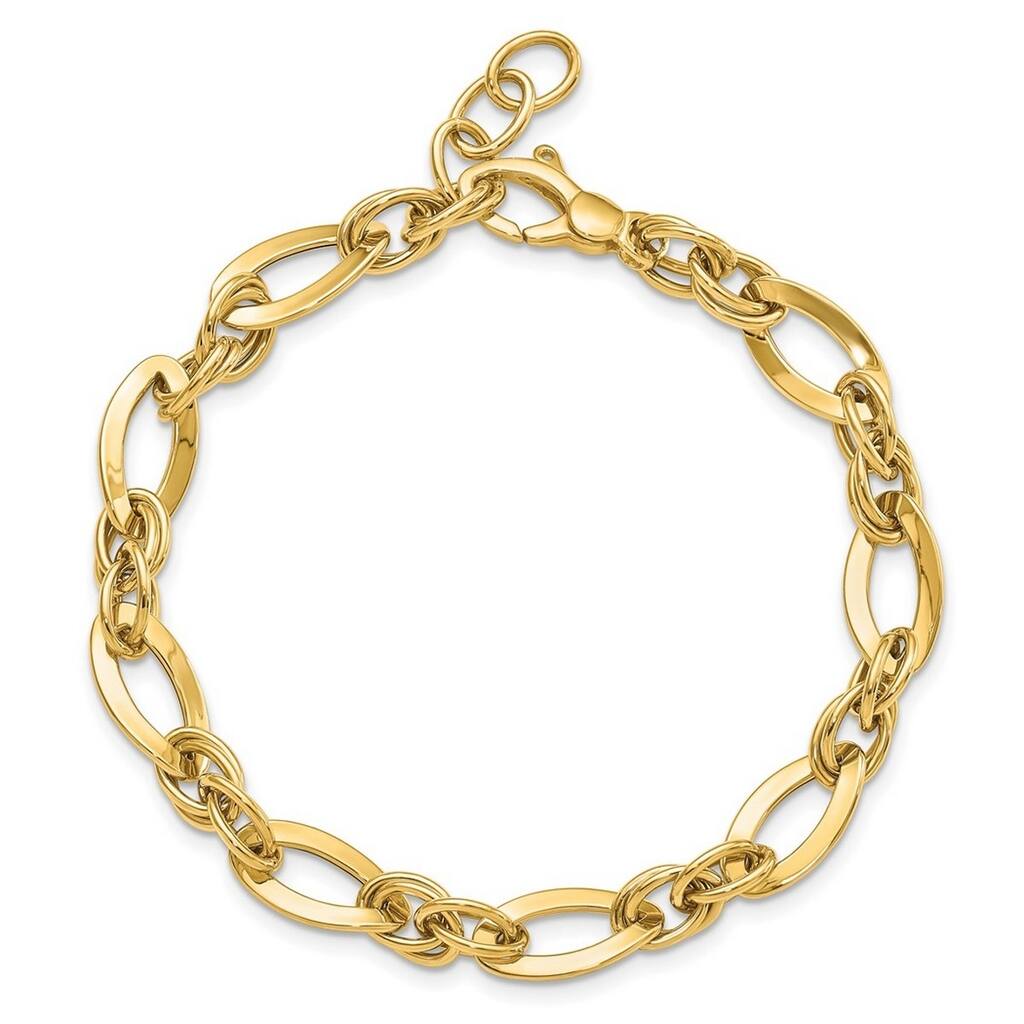 Curata 14k Yellow Gold 8.25" 7.75mm Italian Polished Fancy Link Bracelet