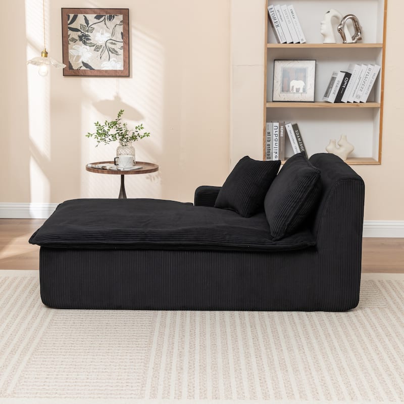 Oversized Chaise Lounge Chair, Upholstered Sofa Bed for Living Room, Corduroy Sleeper Couch Comfy Recliner Bedroom Reading Seat