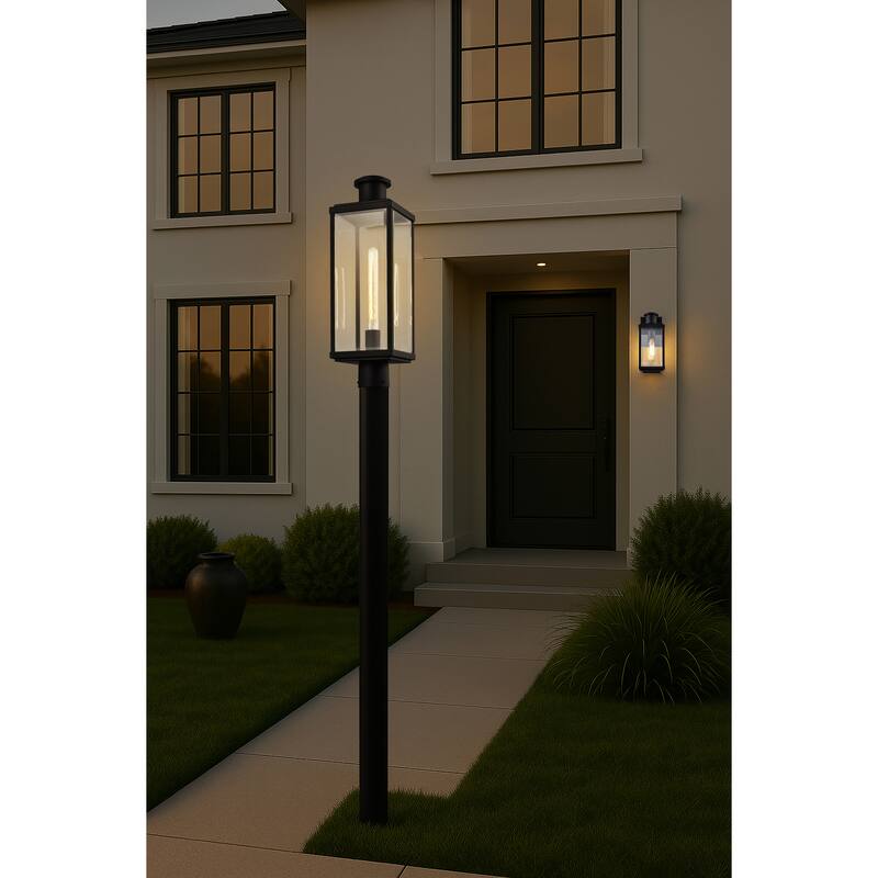 Luca Small Outdoor Lantern Sand Black Finish Clear Beveled Glass - Sand Black