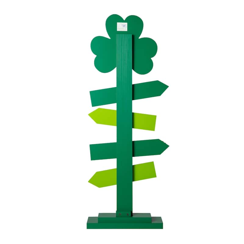 Glitzhome 36"H Wood Shamrock Leprechaun HAPPY ST.PATRICK'S DAY Sign Porch Decor