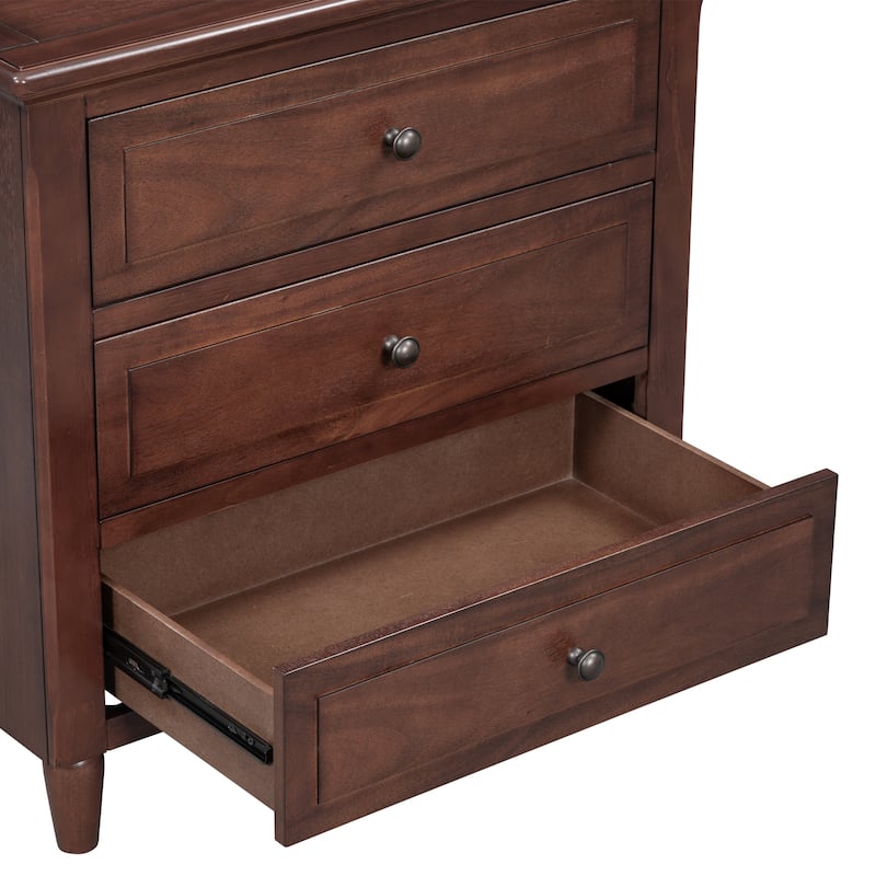 3-Drawer Wooden Nightstand