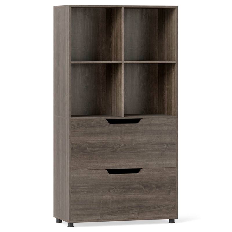 Costway 2PCS 51” 5-Tier 4-Cube Bookcase with 2 Drawers for Living - See Details