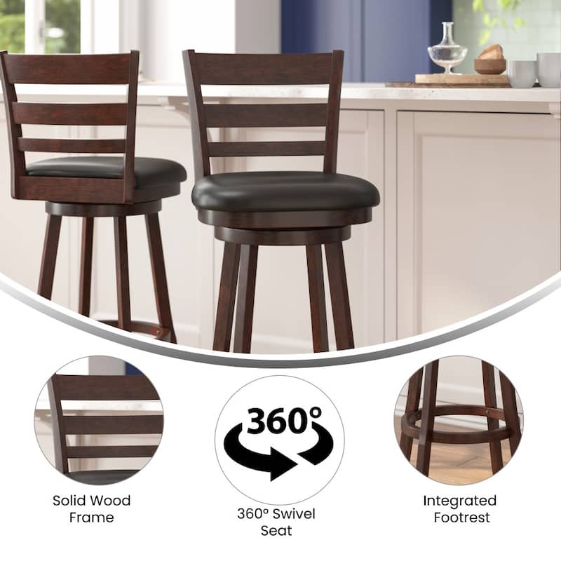Upholstered Commercial Wooden Swivel Bar Stool