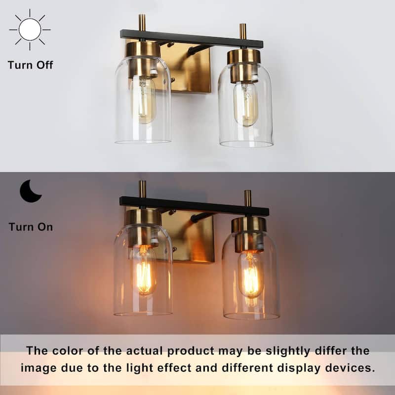 Modern Black Gold 2/3-Light Bathroom Vanity Lights Linear Wall Sconces for Powder Room