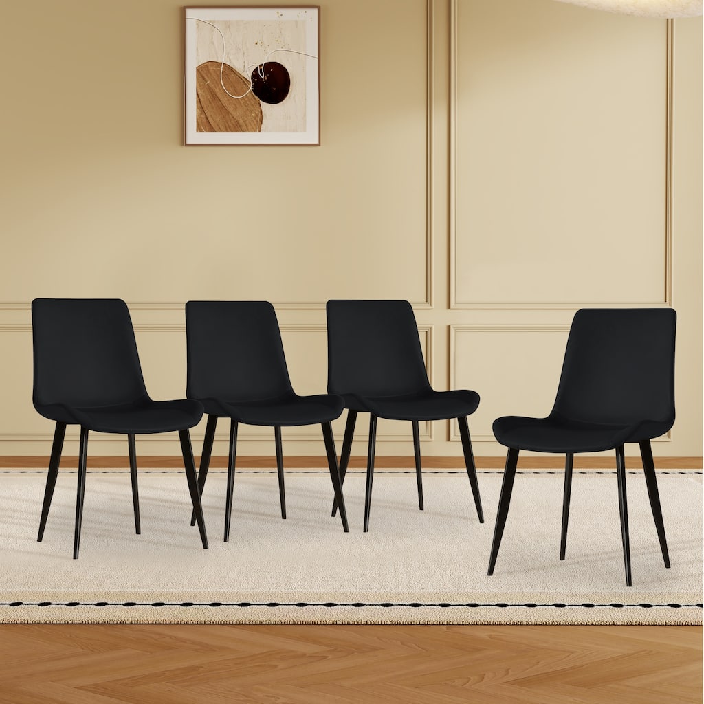 Modern Dining Chairs, PU Leather Dining Chairs with Carbon Steel Legs for Home, Restaurant, Conference Room, Black(Set of 4)