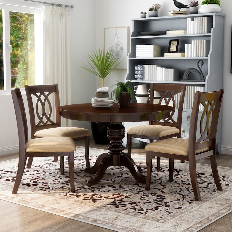 Wole Country Cherry Solid Wood 5-Piece Dining Set by Furniture of America