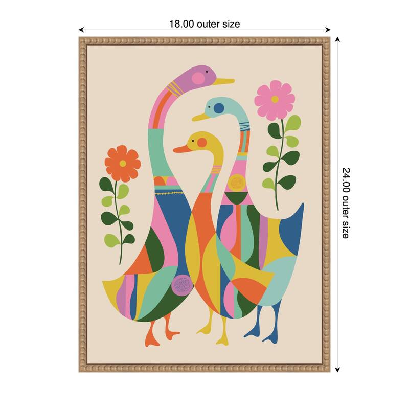 Kate and Laurel Sylvie Ducks and Wildflowers Framed Canvas by Rachel Lee