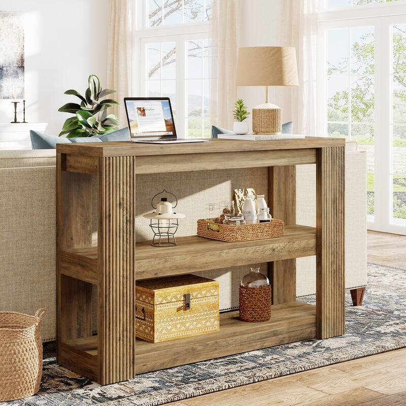 3-Tier Farmhouse Entryway Table with Storage Shelves - 41.34" L x 11.81" W x 31.5" H