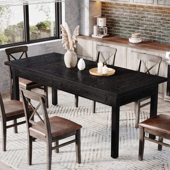 Wood/ Metal Dining Table for 6 People for Kitchen Dining Room