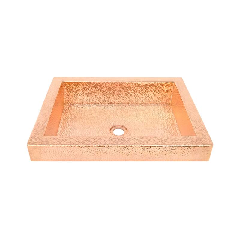 Tatra Hand-Hammered Copper Drop-in Bathroom Sink - 20 x 16 x 4.5