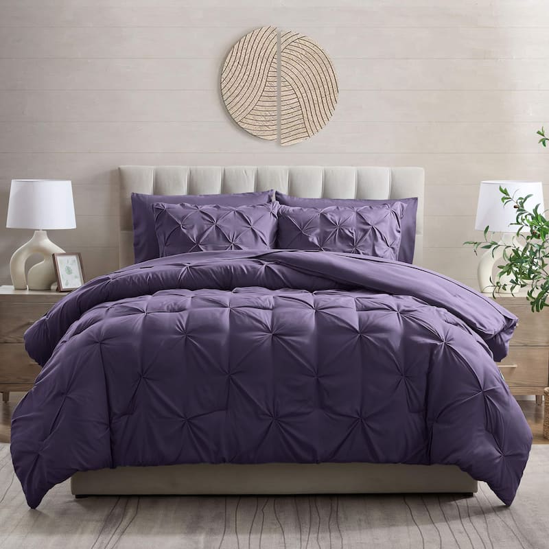 Empyrean Pinch Pleat Bed in a Bag - California King - Purple