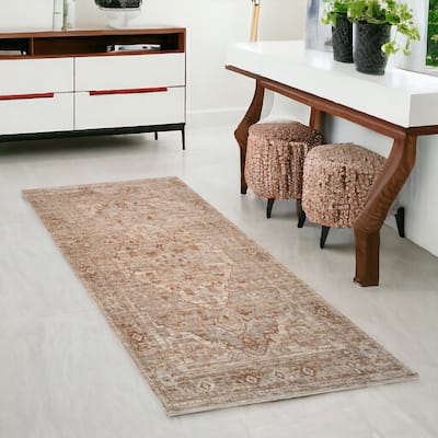 HomeRoots Floral Medallion Traditional Runner Area Rug