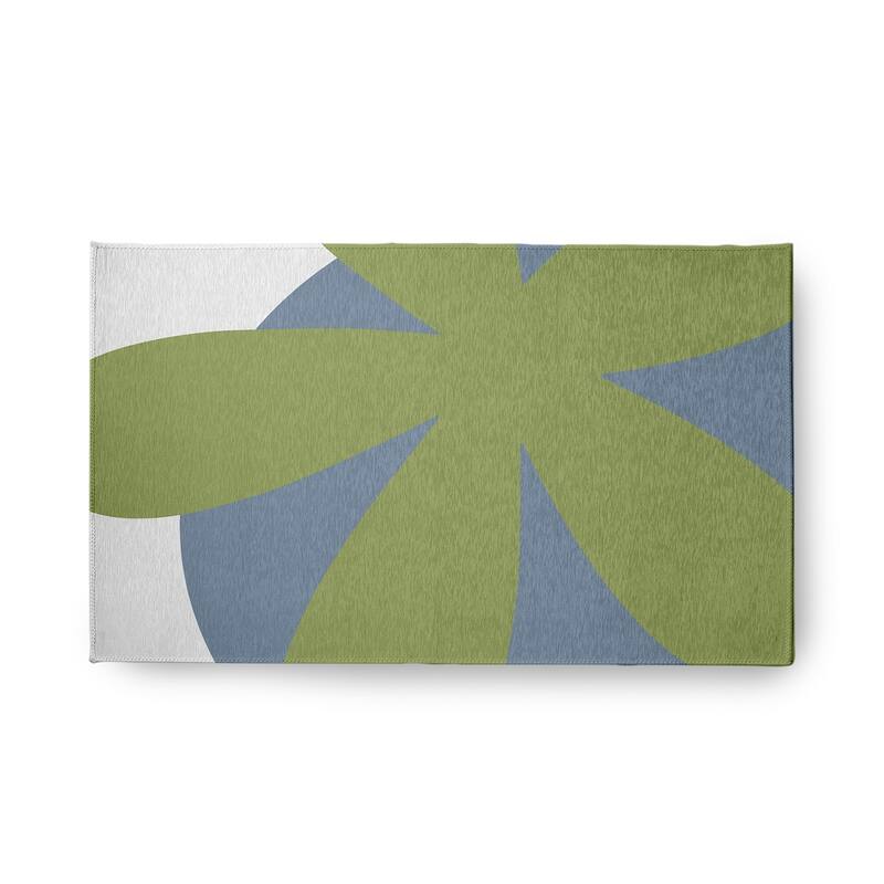 Bold Flower Modern & Contemporary Chenille Area Rug - Apple Green - 18" x 30"