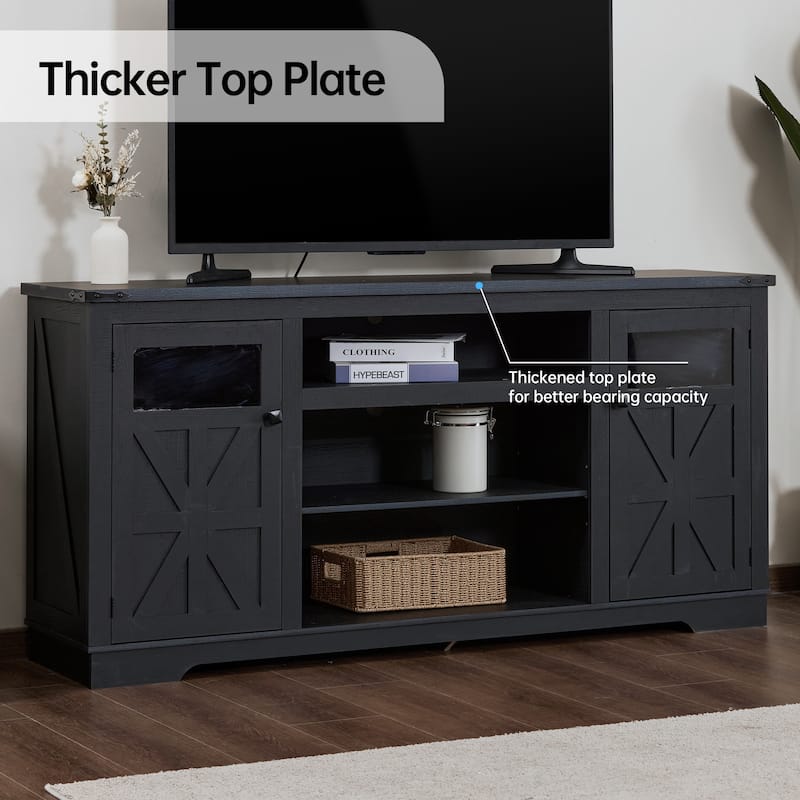 Ukuowu 66" Rustic Farmhouse TV Stand for 75 65 inch TV with Storage Cabinets for Living Room Bedroom