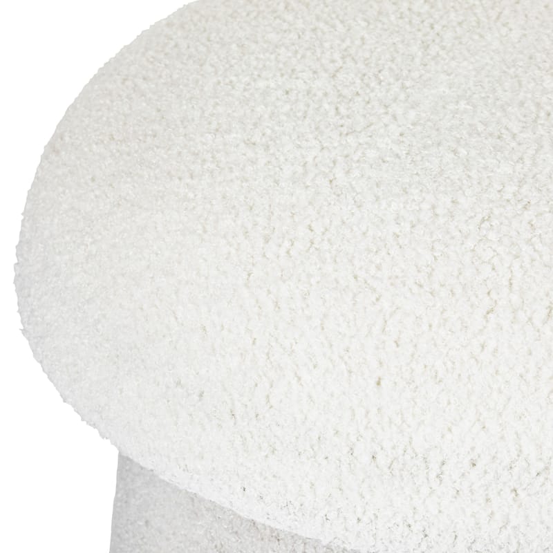 Modern Mushroom Round Ottoman with Storage and Plush Teddy Upholstery