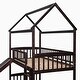 preview thumbnail 5 of 19, Twin Over Twin Size Wood House Bunk Bed with Slide, Ladder and Guard Rail