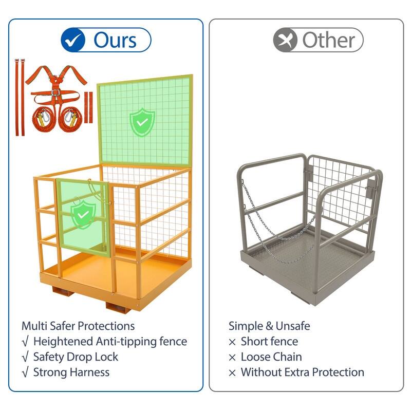 Heavy Duty Steel 43x45in Forklift Basket Man Platform with with Safety Harness & Lock
