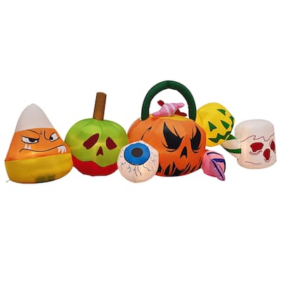 8FT Halloween Inflatable Outdoor Decoration with Ghosts Pumpkins Candy and LED Lights