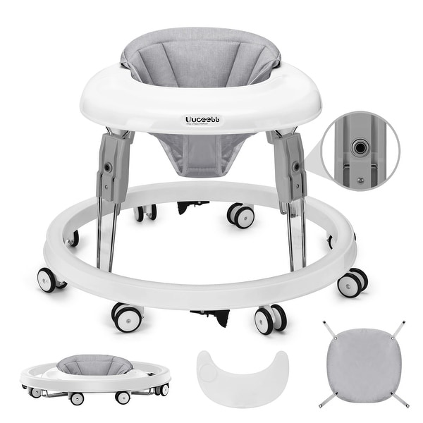 One-Touch Folding Baby Walker, Anti-Roll 8-Wheel Round