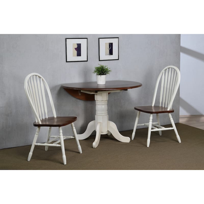 Extendable Dining Set 42" Round Table & 2 Retro Chairs - Art Deco Style