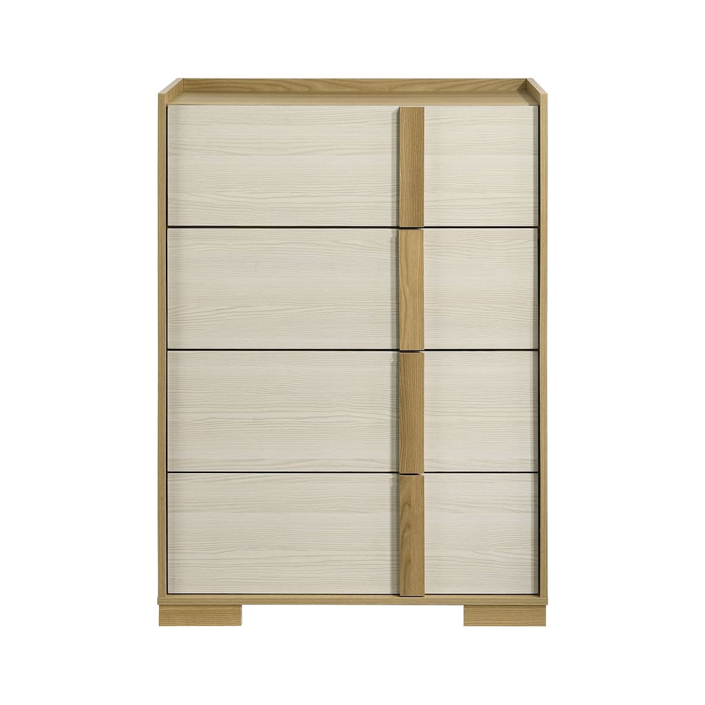Wooden Chest with 4 Drawers in Natural Finish