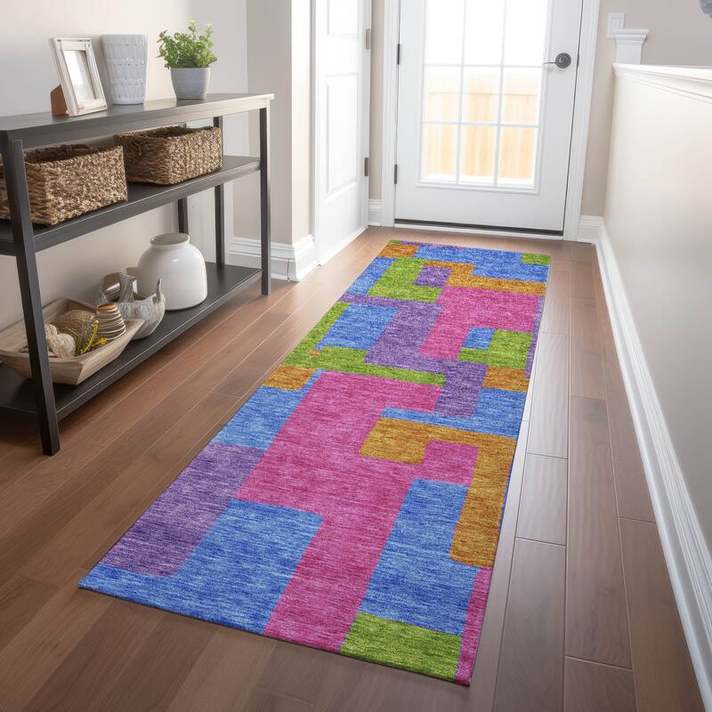 Premium Washable Super Soft Modern Geo Mayfield Rug - Purple - 2' 3" x 7' 6" - Runner